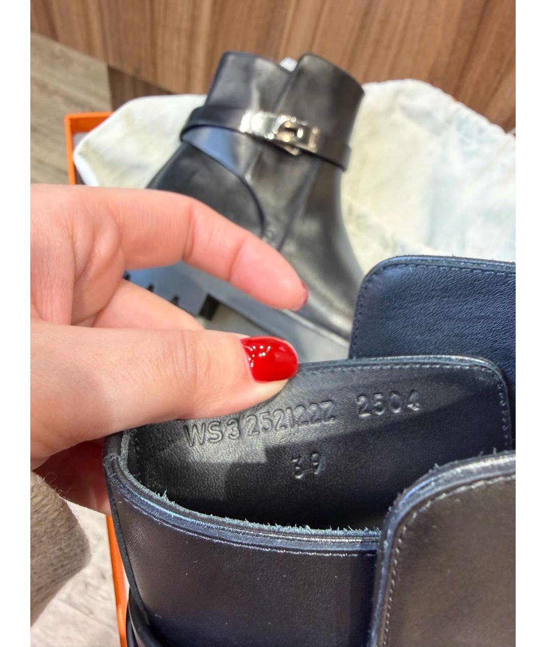 HERMES Черные кожаные ботинки, фото 4