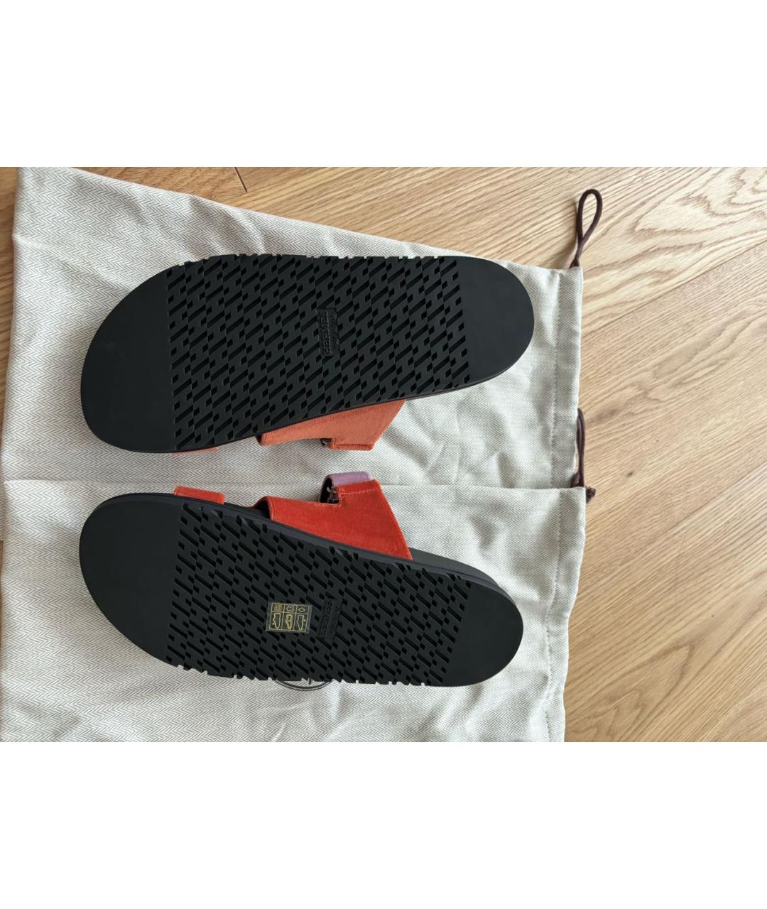 HERMES Мульти бархатные шлепанцы, фото 3