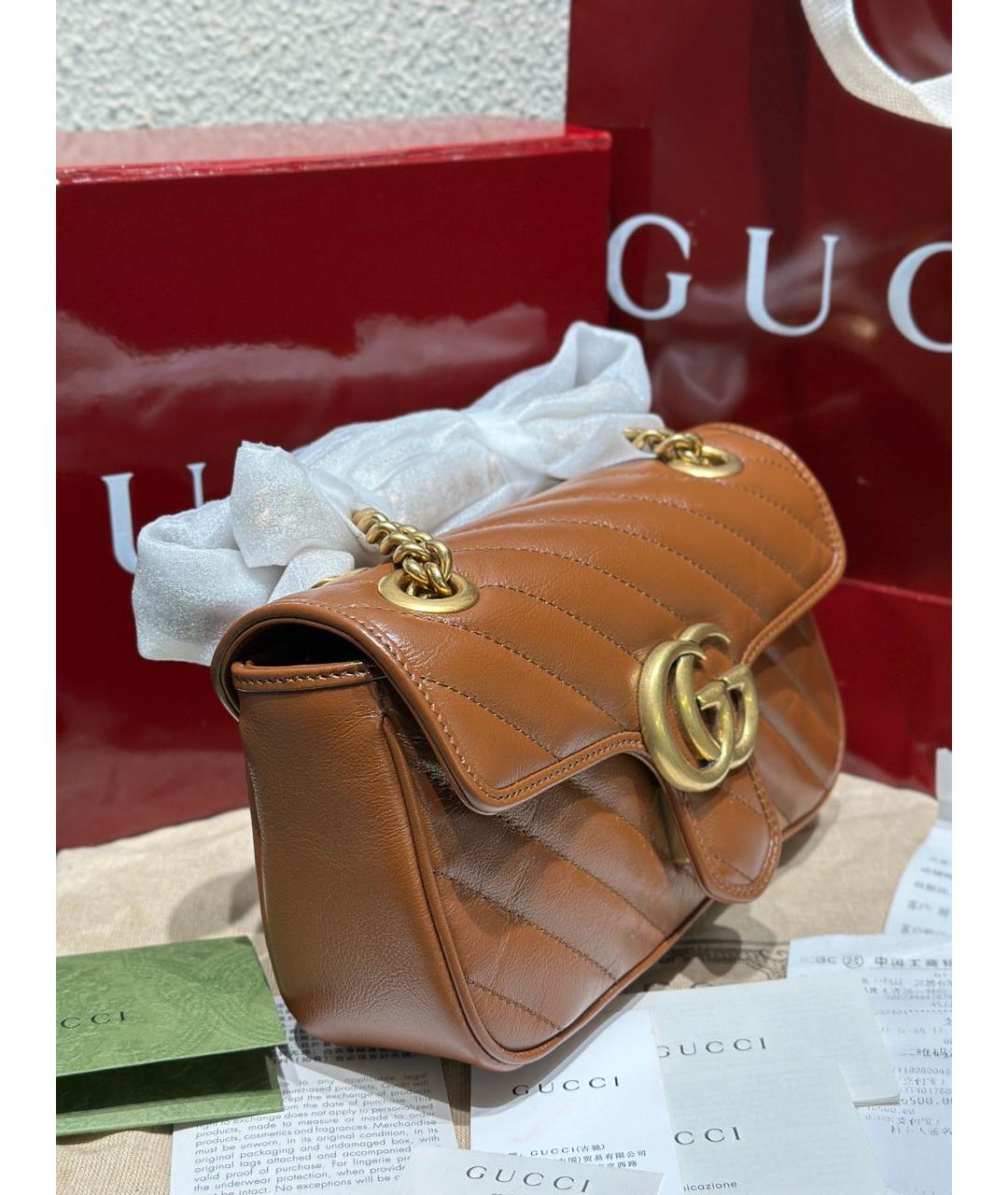 GUCCI Коричневая кожаная сумка через плечо, фото 3