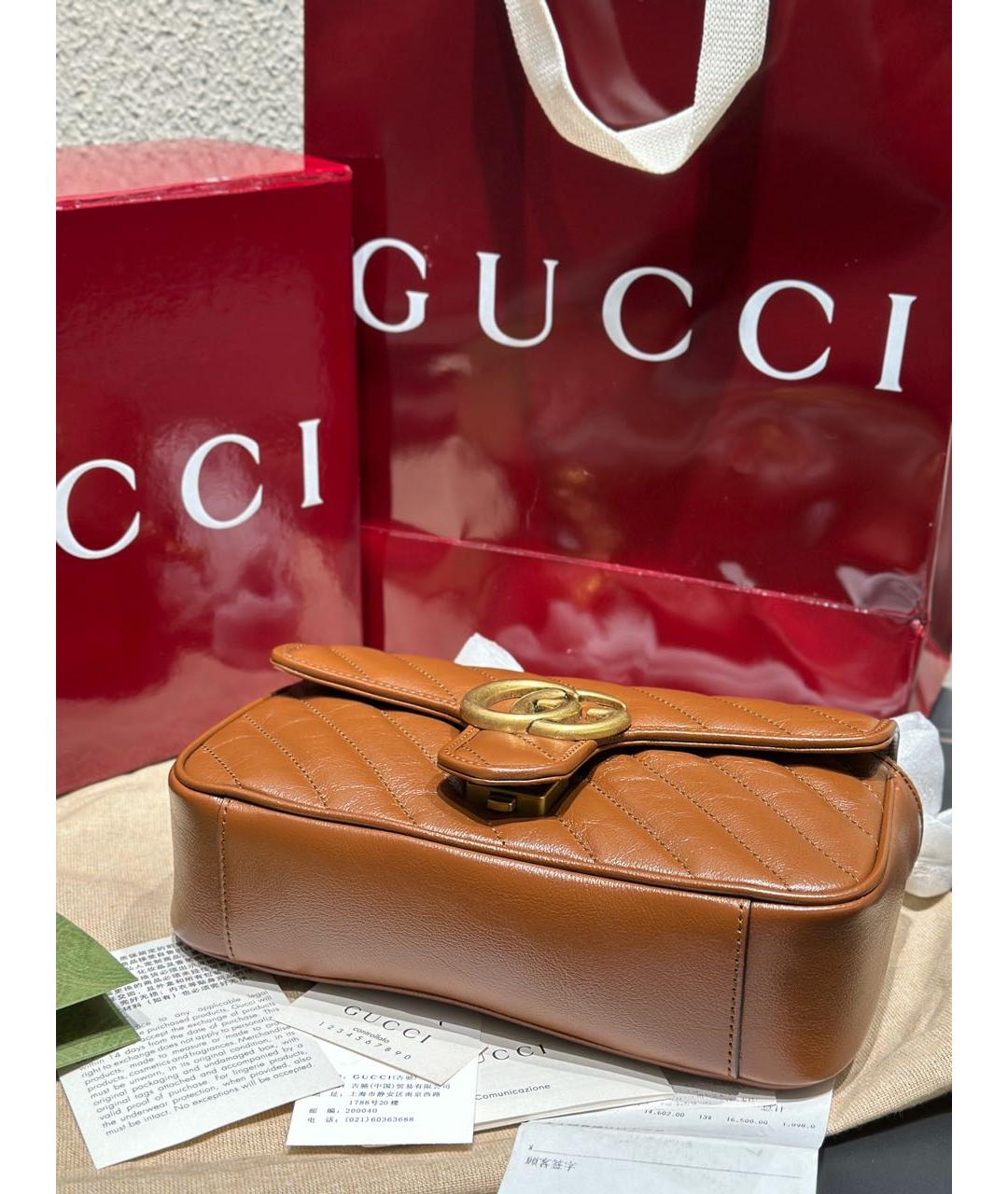 GUCCI Коричневая кожаная сумка через плечо, фото 7