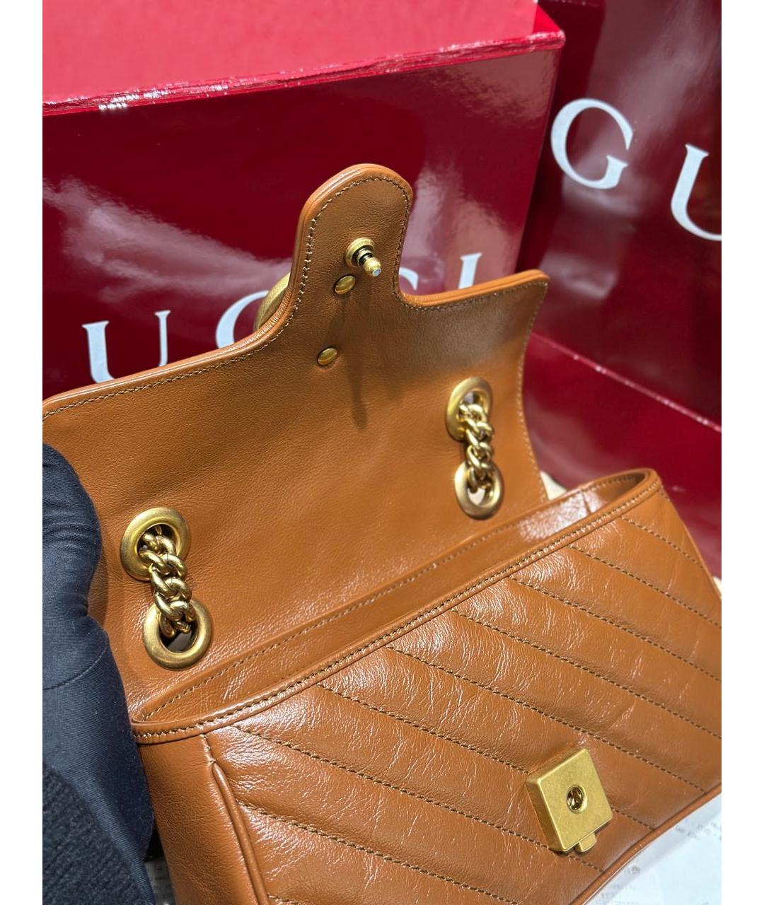 GUCCI Коричневая кожаная сумка через плечо, фото 6