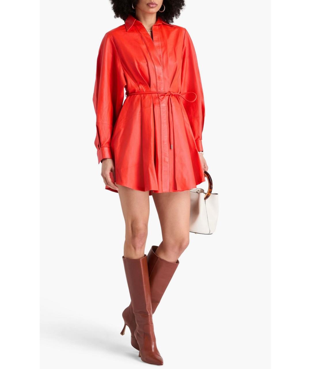 ZIMMERMANN Красное кожаное коктейльное платье, фото 2