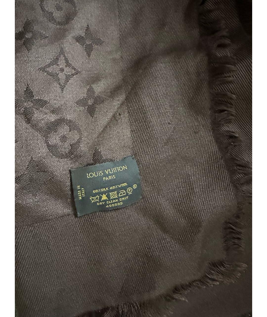 LOUIS VUITTON Коричневый шелковый платок, фото 3