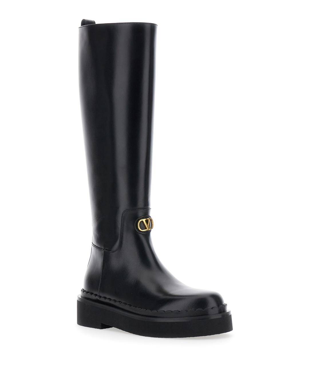 VALENTINO Черные кожаные сапоги, фото 2