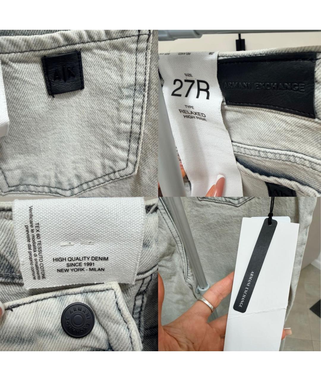 ARMANI EXCHANGE Серые хлопковые прямые джинсы, фото 6