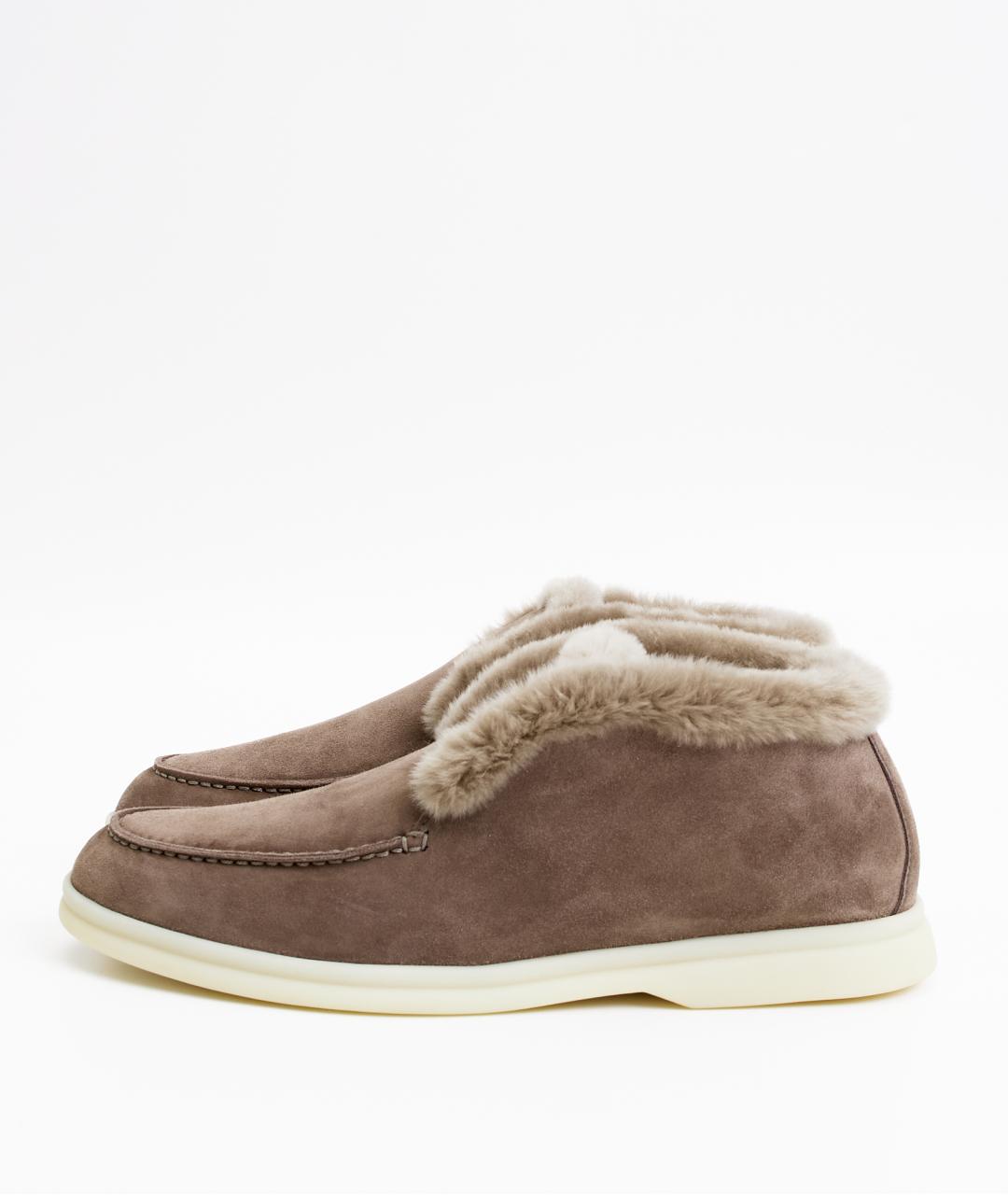 LORO PIANA Коричневые замшевые ботинки, фото 2