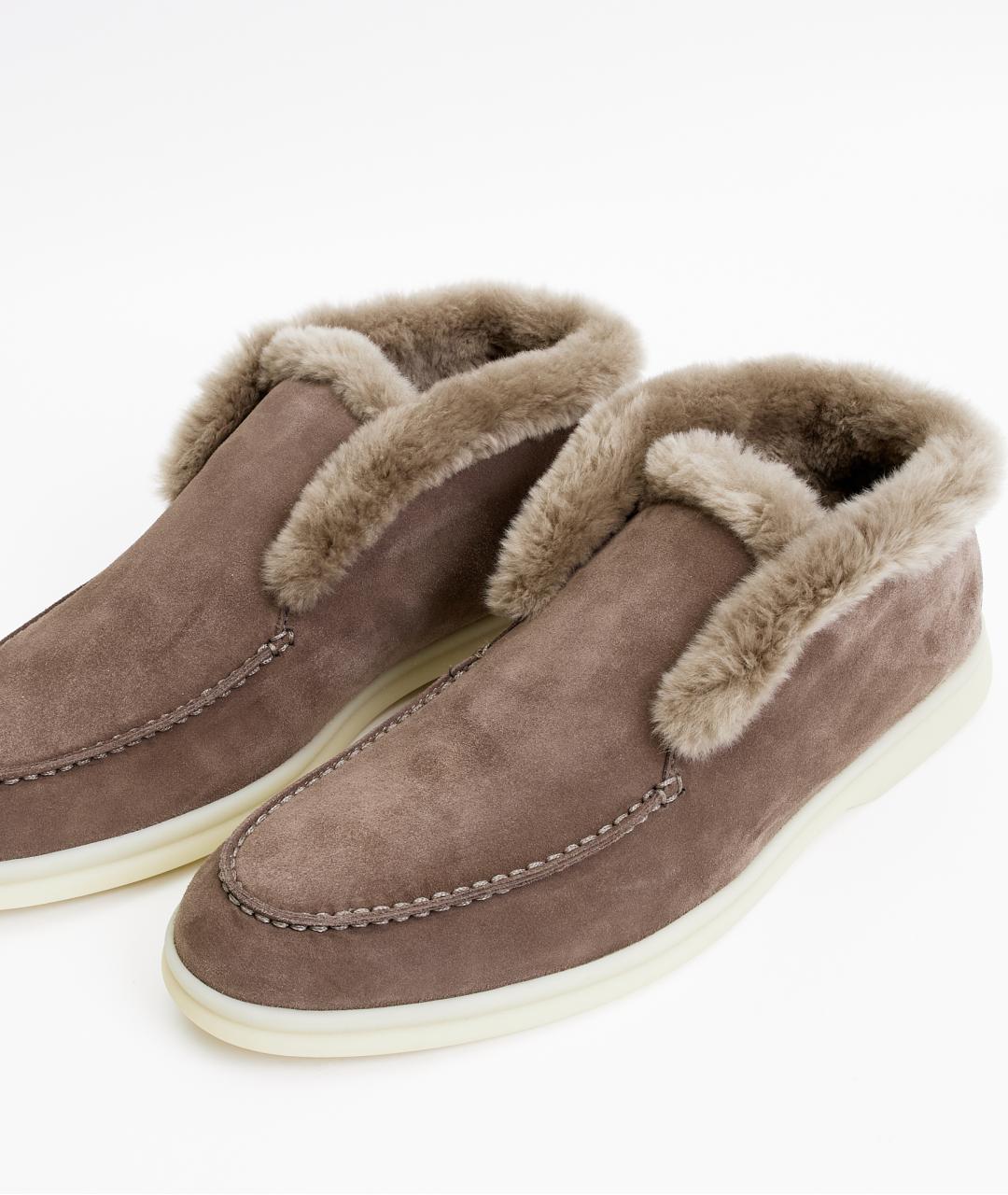 LORO PIANA Коричневые замшевые ботинки, фото 5