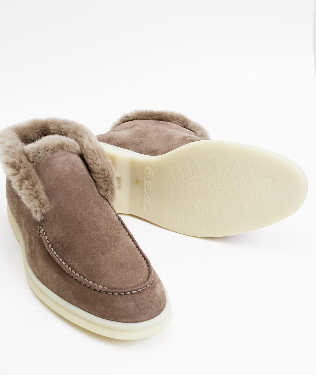 LORO PIANA Коричневые замшевые ботинки, фото 6