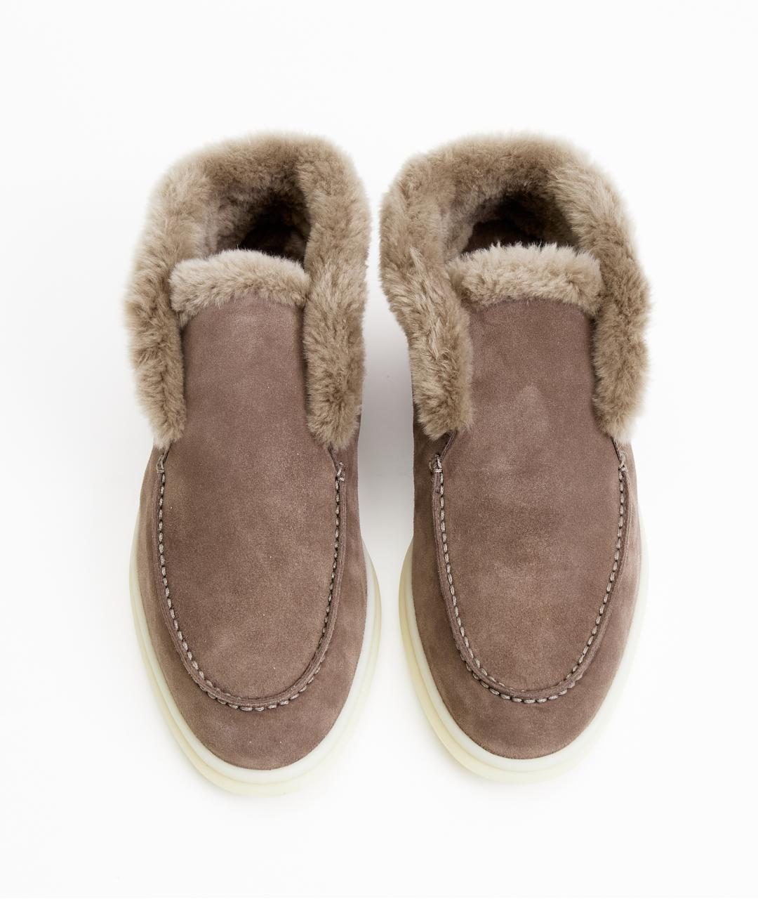 LORO PIANA Коричневые замшевые ботинки, фото 4