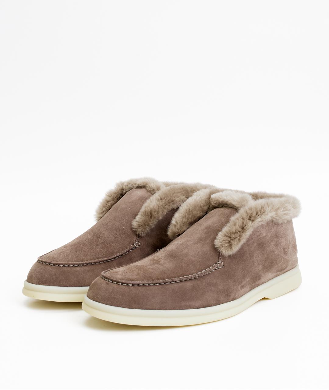 LORO PIANA Коричневые замшевые ботинки, фото 3