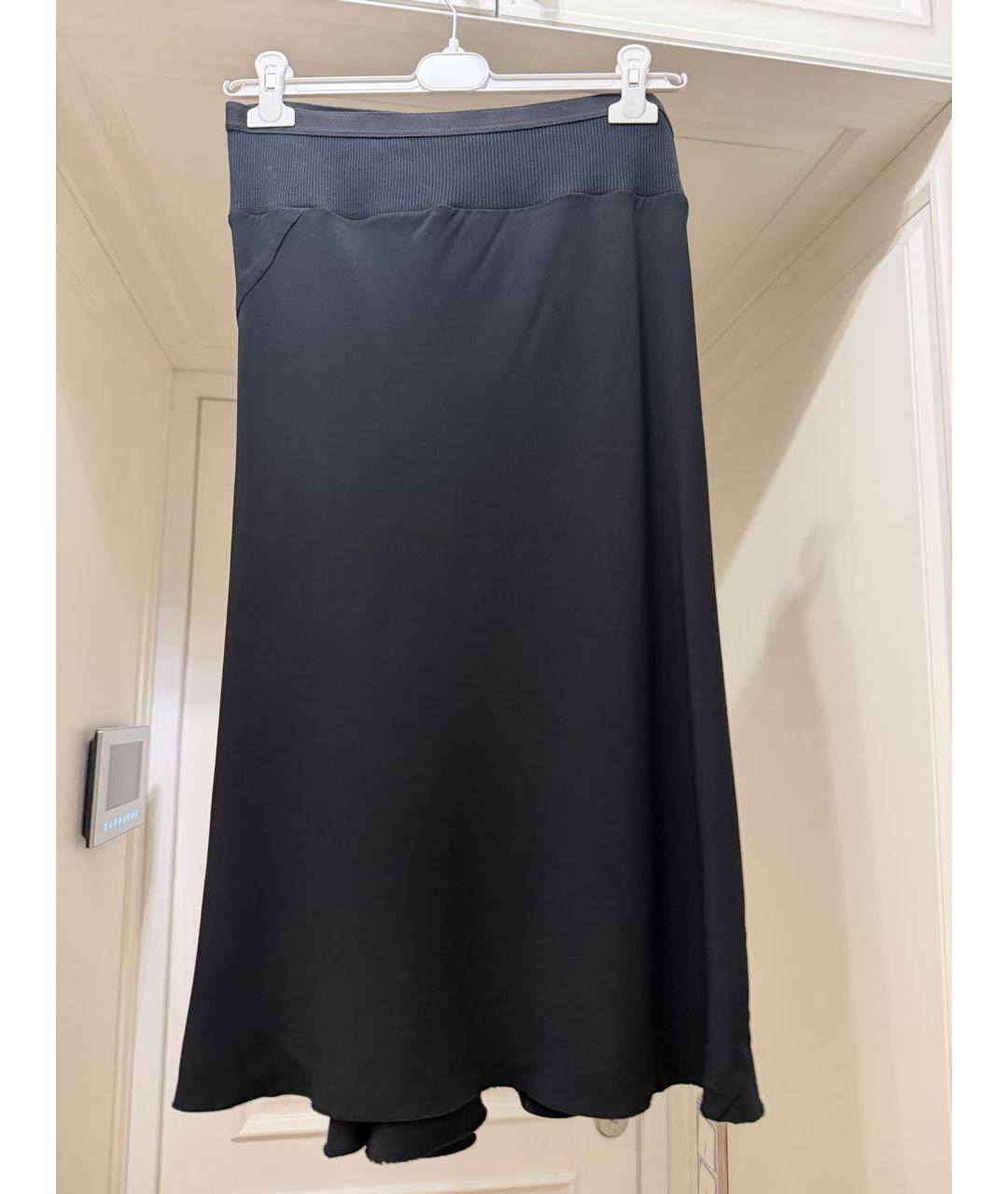 RICK OWENS Черная вискозная юбка миди, фото 2