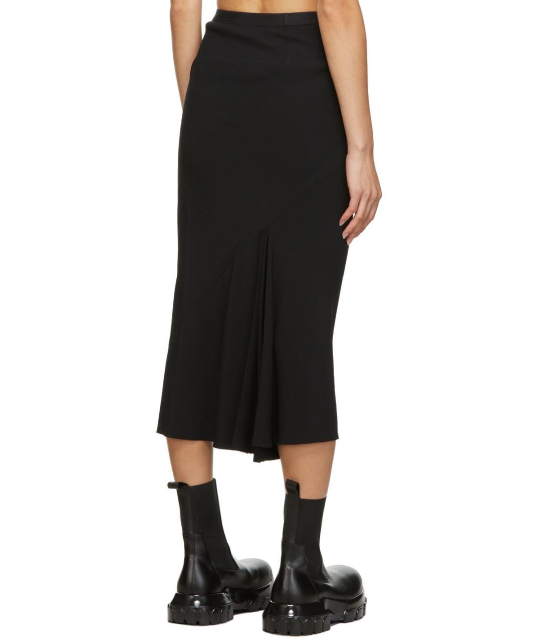 RICK OWENS Черная вискозная юбка миди, фото 5