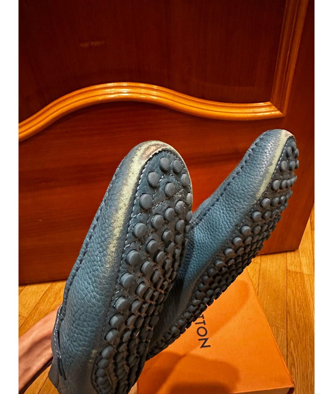 LOUIS VUITTON Синие кожаные мокасины, фото 7