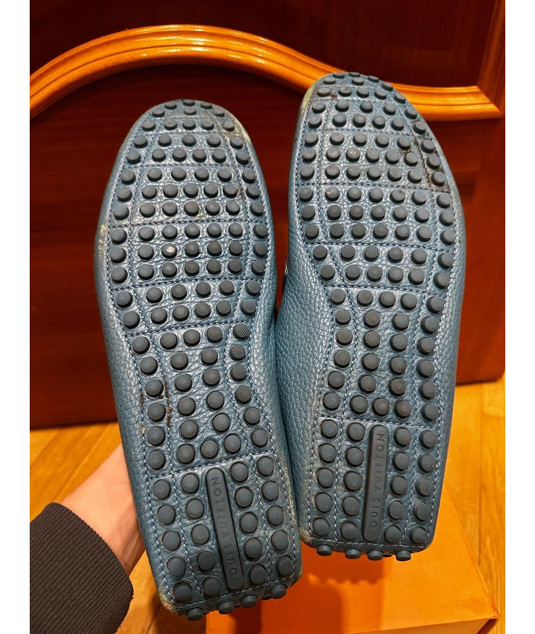 LOUIS VUITTON Синие кожаные мокасины, фото 5