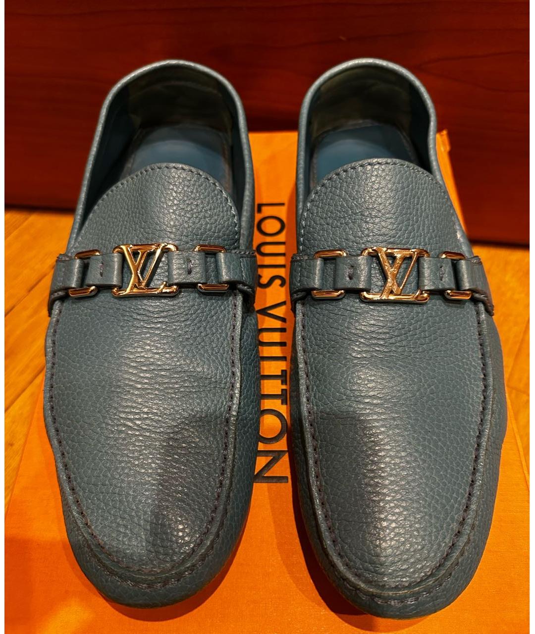 LOUIS VUITTON Синие кожаные мокасины, фото 2