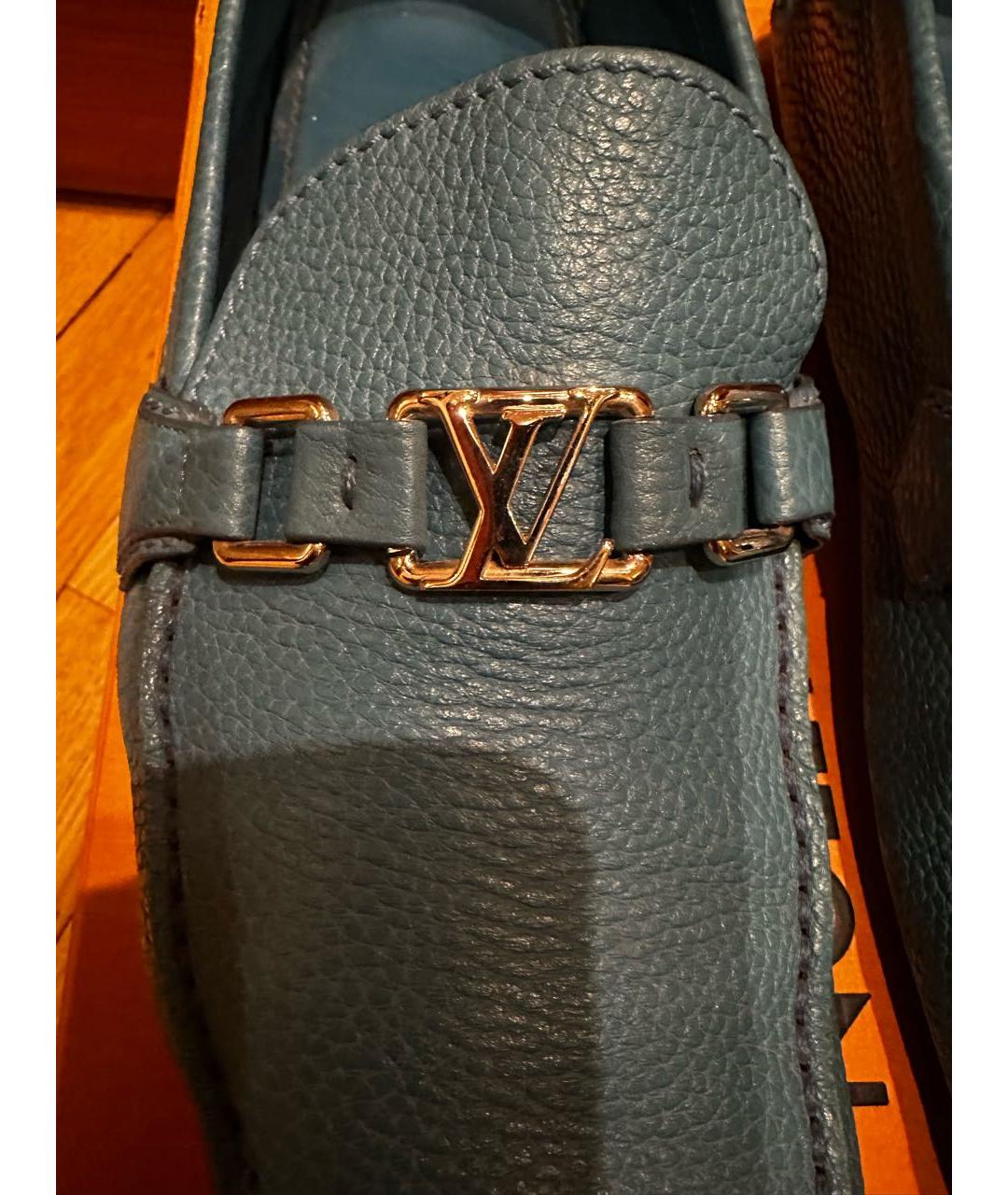 LOUIS VUITTON Синие кожаные мокасины, фото 8