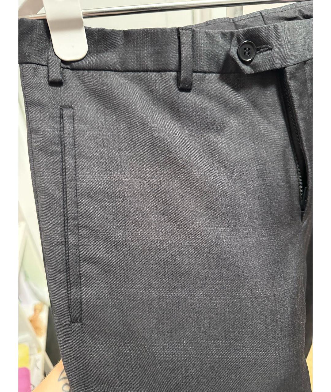 PRADA Антрацитовые шерстяные классические брюки, фото 4