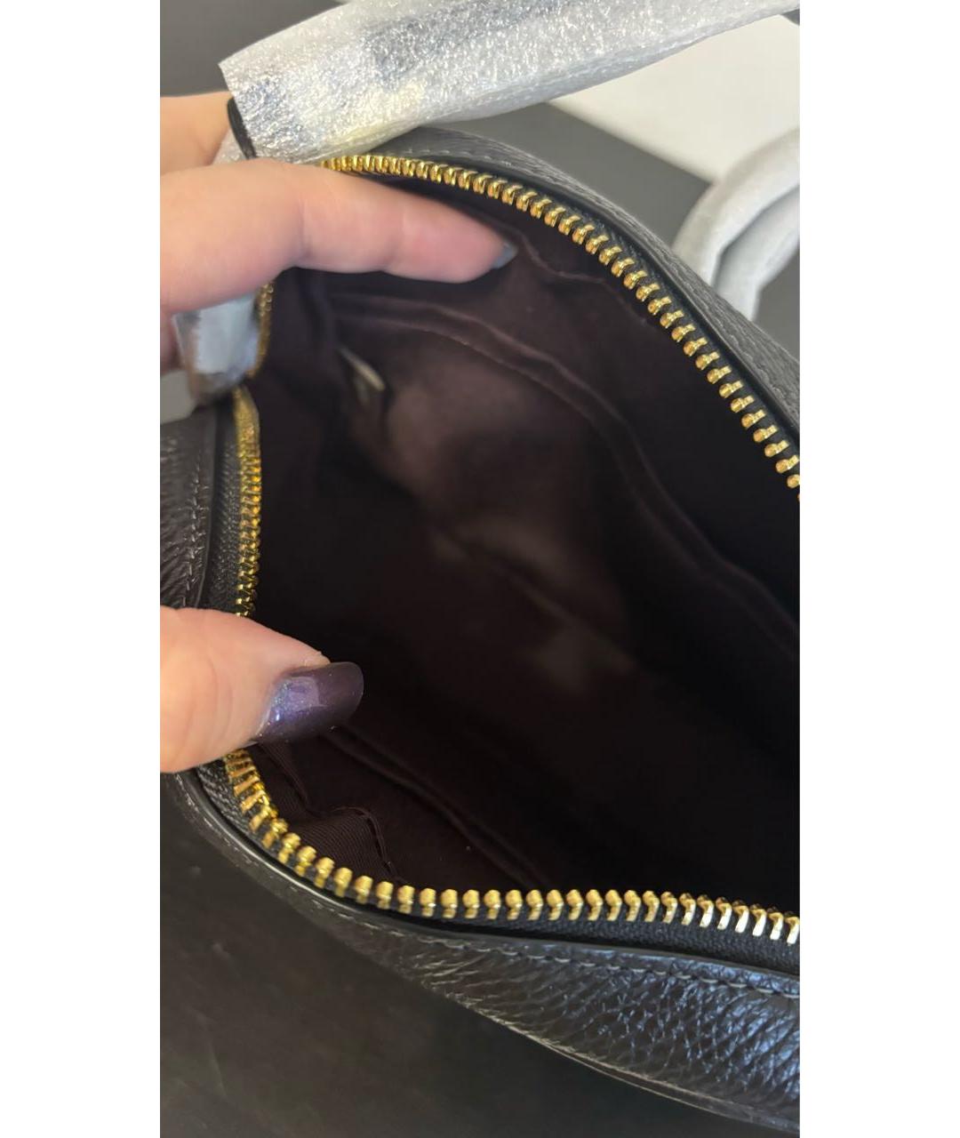 COACH Черная кожаная сумка с короткими ручками, фото 8