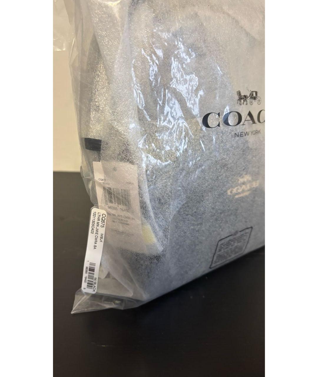 COACH Черная кожаная сумка с короткими ручками, фото 6