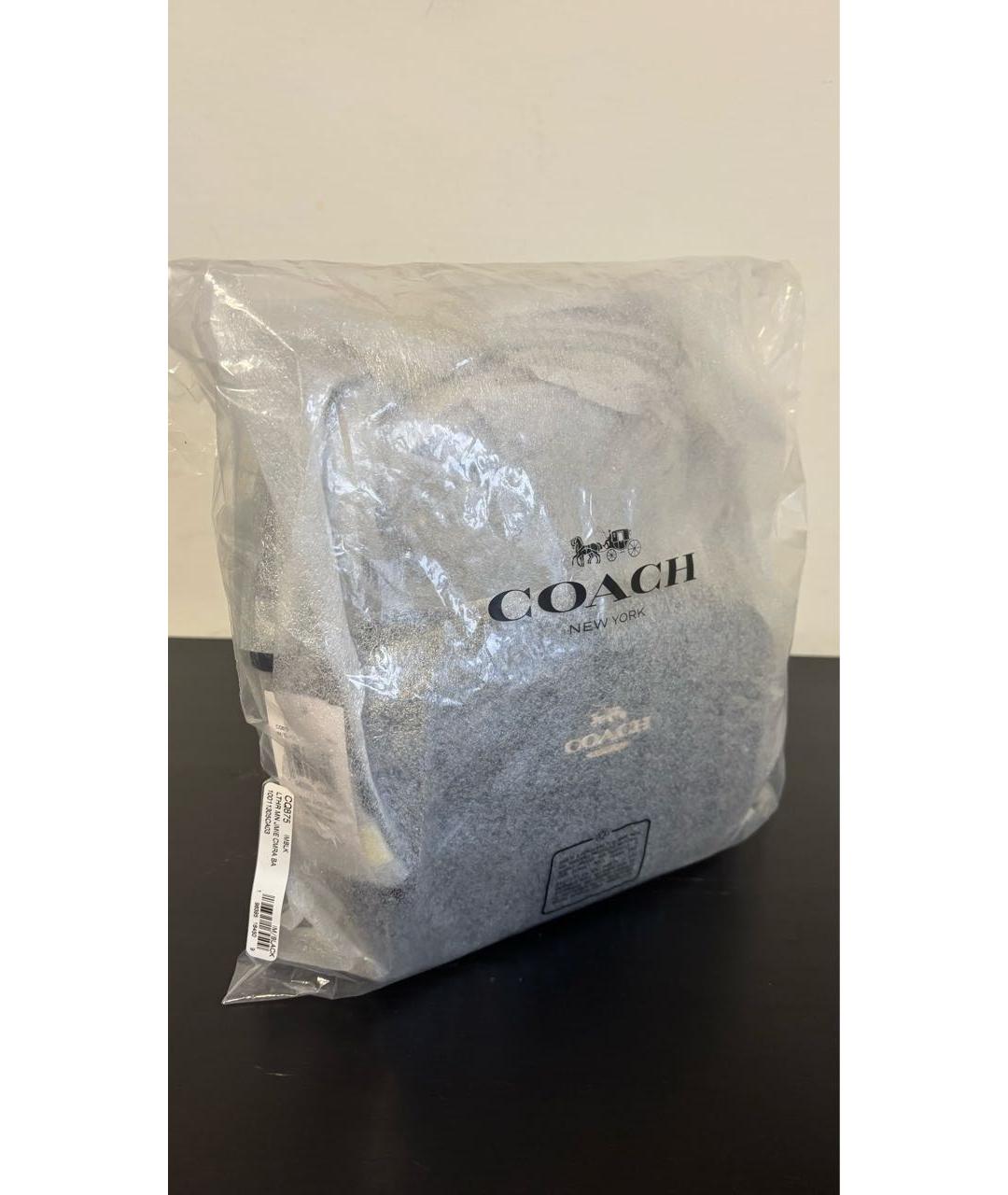 COACH Черная кожаная сумка с короткими ручками, фото 5