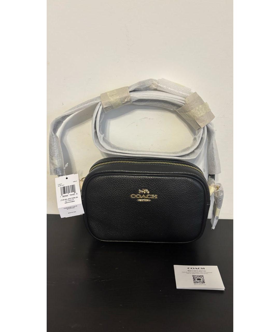 COACH Черная кожаная сумка с короткими ручками, фото 2