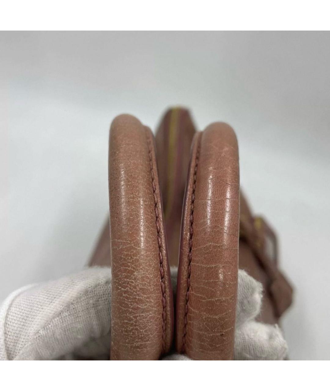 PRADA Бежевая кожаная сумка с короткими ручками, фото 7