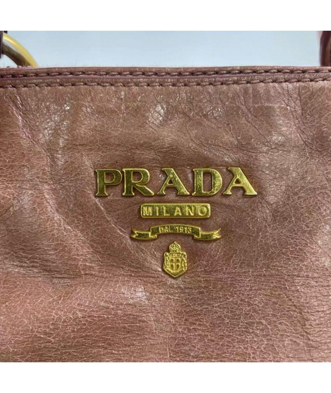 PRADA Бежевая кожаная сумка с короткими ручками, фото 8