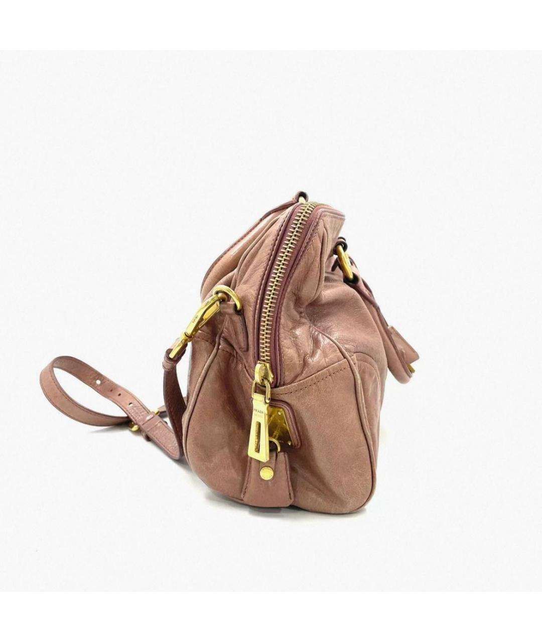 PRADA Бежевая кожаная сумка с короткими ручками, фото 5