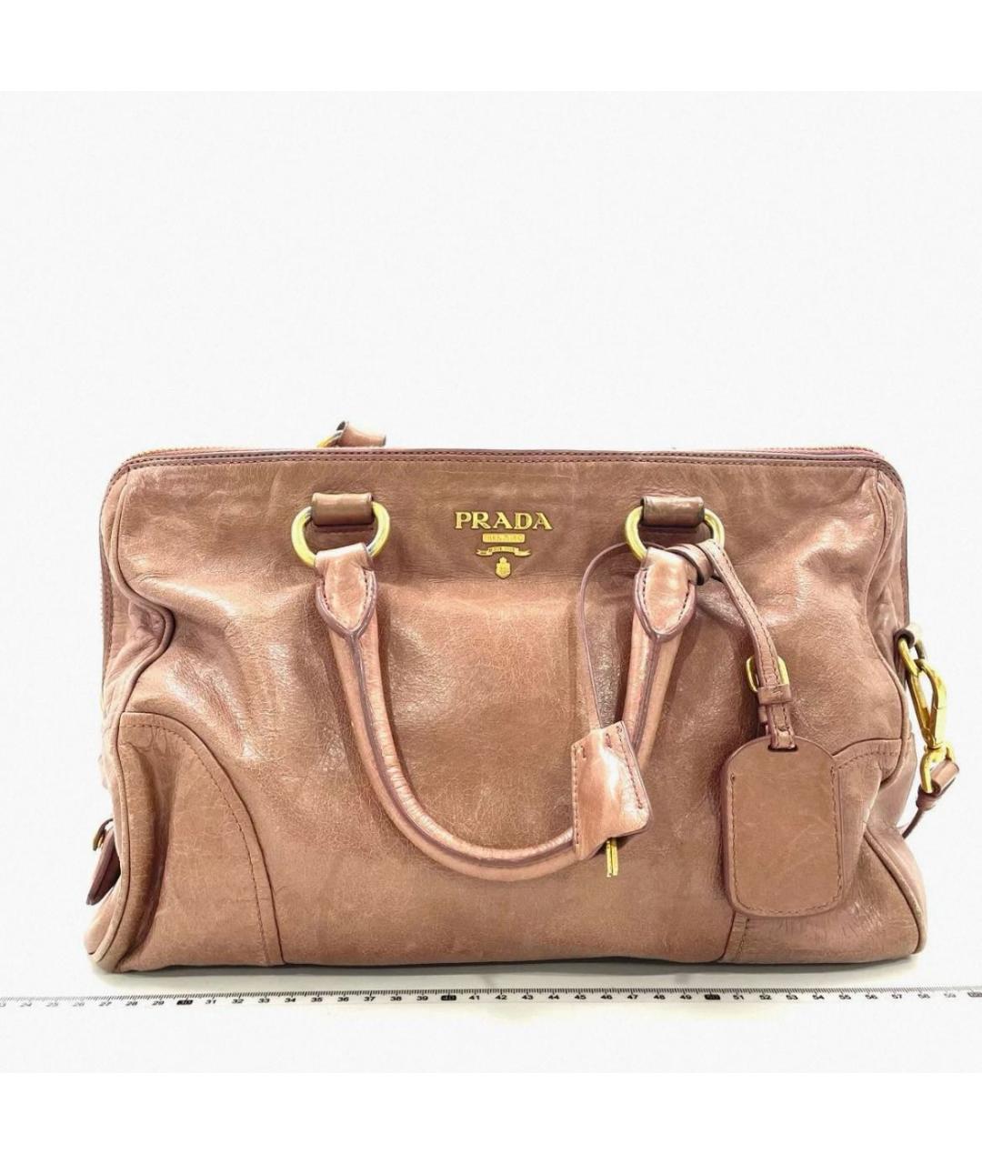 PRADA Бежевая кожаная сумка с короткими ручками, фото 9