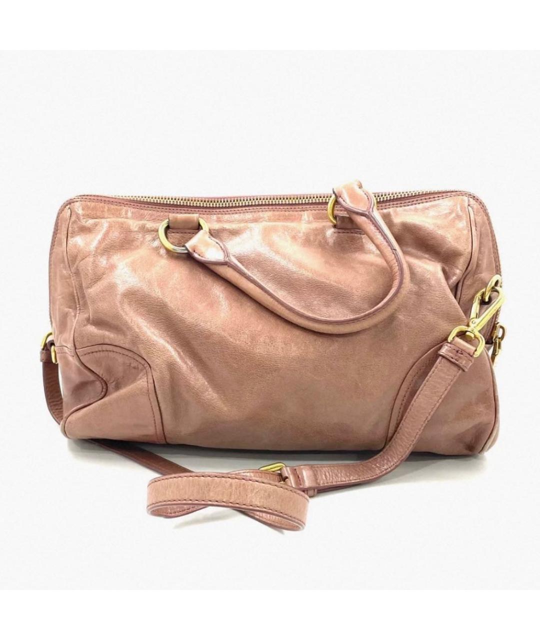 PRADA Бежевая кожаная сумка с короткими ручками, фото 3