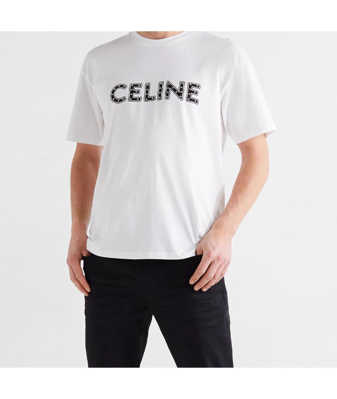 CELINE Белая хлопковая футболка, фото 3