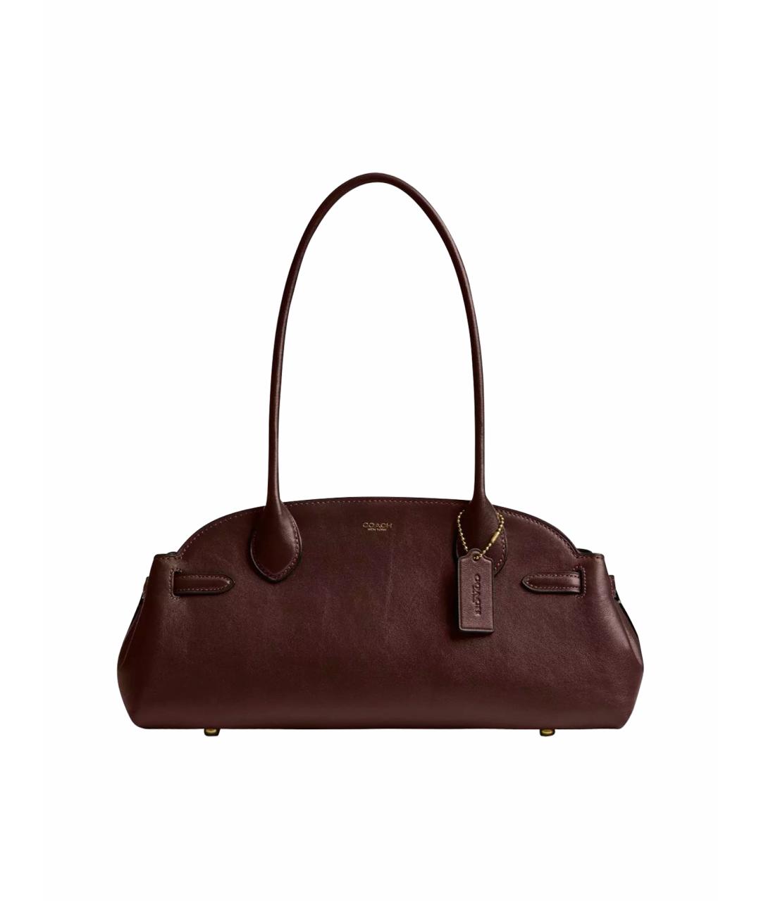 COACH Коричневая кожаная сумка с короткими ручками, фото 1