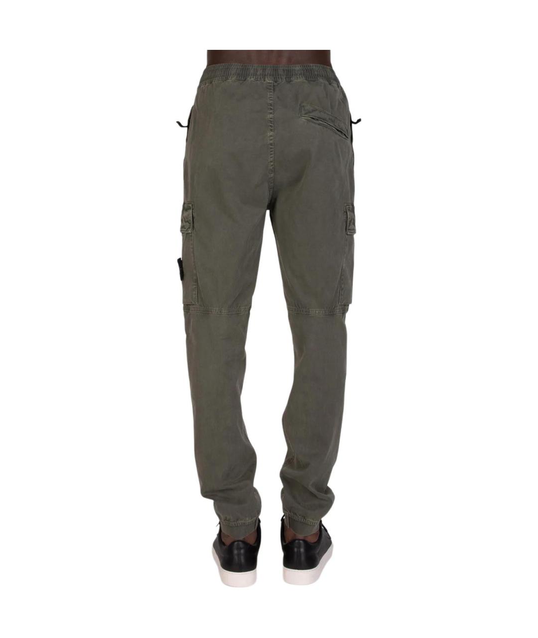 STONE ISLAND Зеленые хлопковые повседневные брюки, фото 4