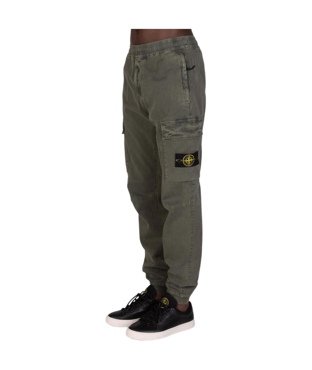 STONE ISLAND Зеленые хлопковые повседневные брюки, фото 5