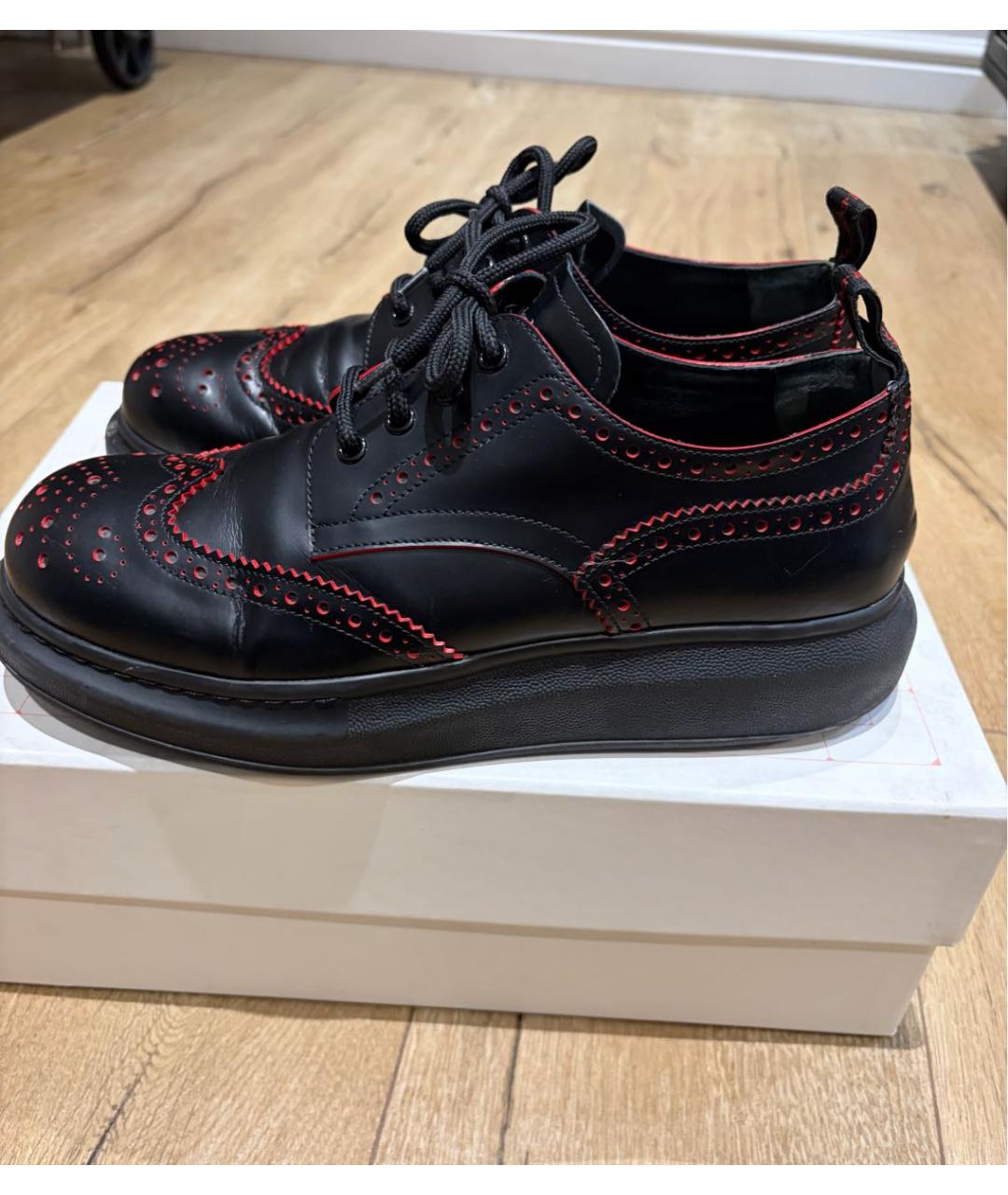 ALEXANDER MCQUEEN Черные кожаные низкие ботинки, фото 3