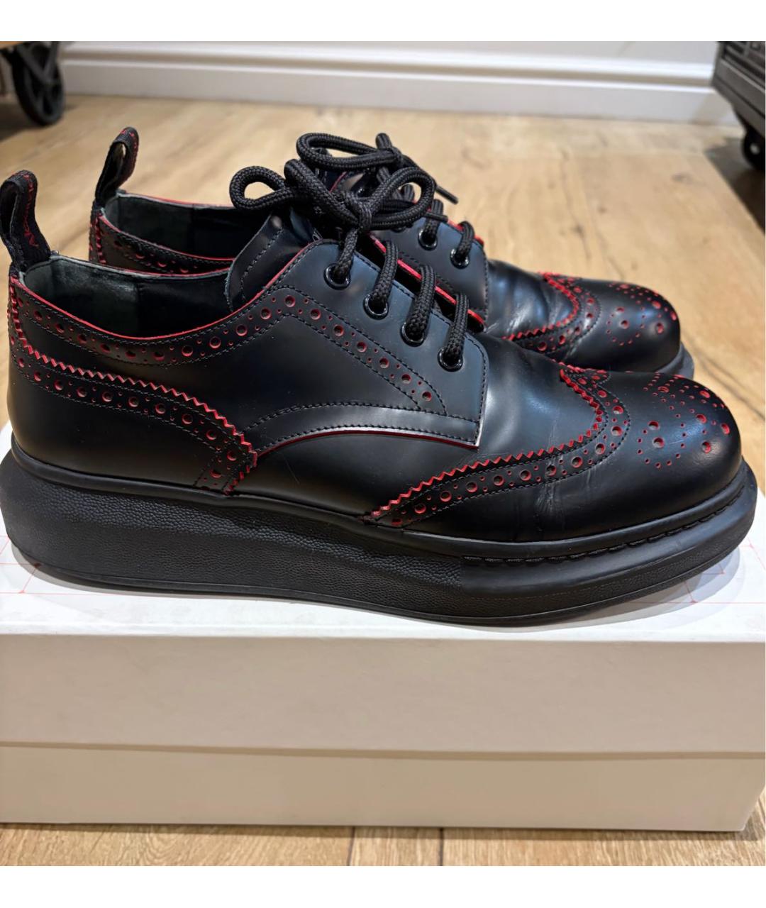 ALEXANDER MCQUEEN Черные кожаные низкие ботинки, фото 6