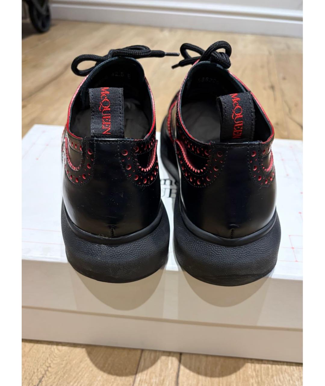 ALEXANDER MCQUEEN Черные кожаные низкие ботинки, фото 4