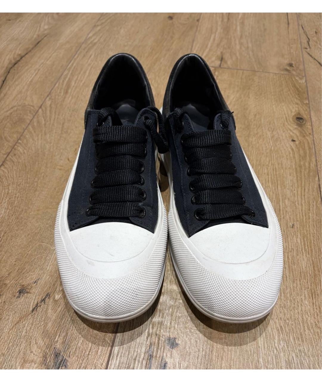 ALEXANDER MCQUEEN Черные кожаные низкие кроссовки / кеды, фото 2