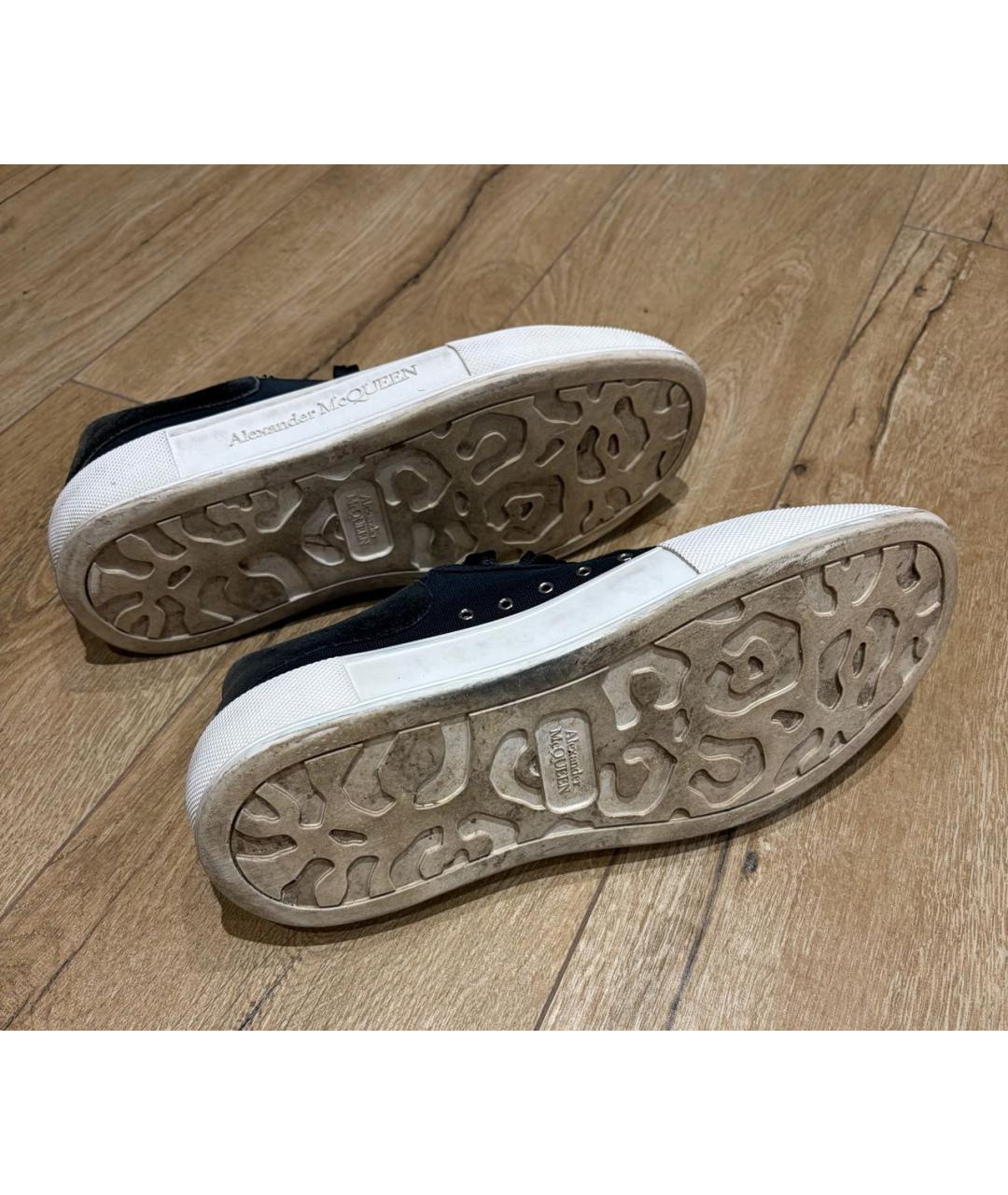 ALEXANDER MCQUEEN Черные кожаные низкие кроссовки / кеды, фото 4