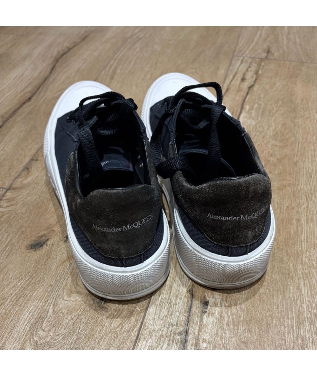 ALEXANDER MCQUEEN Черные кожаные низкие кроссовки / кеды, фото 3