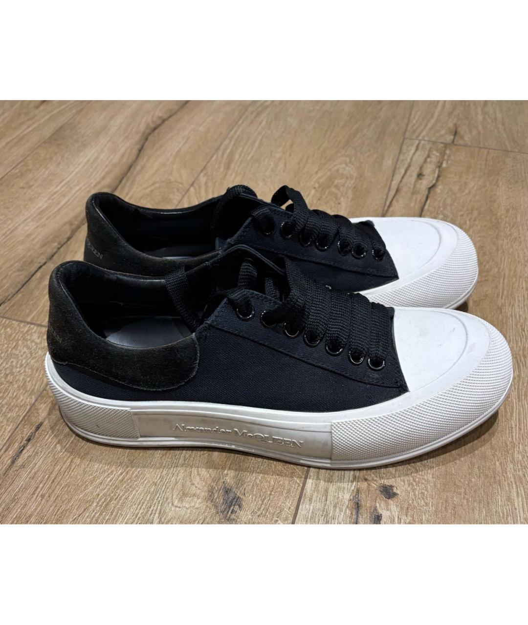 ALEXANDER MCQUEEN Черные кожаные низкие кроссовки / кеды, фото 5