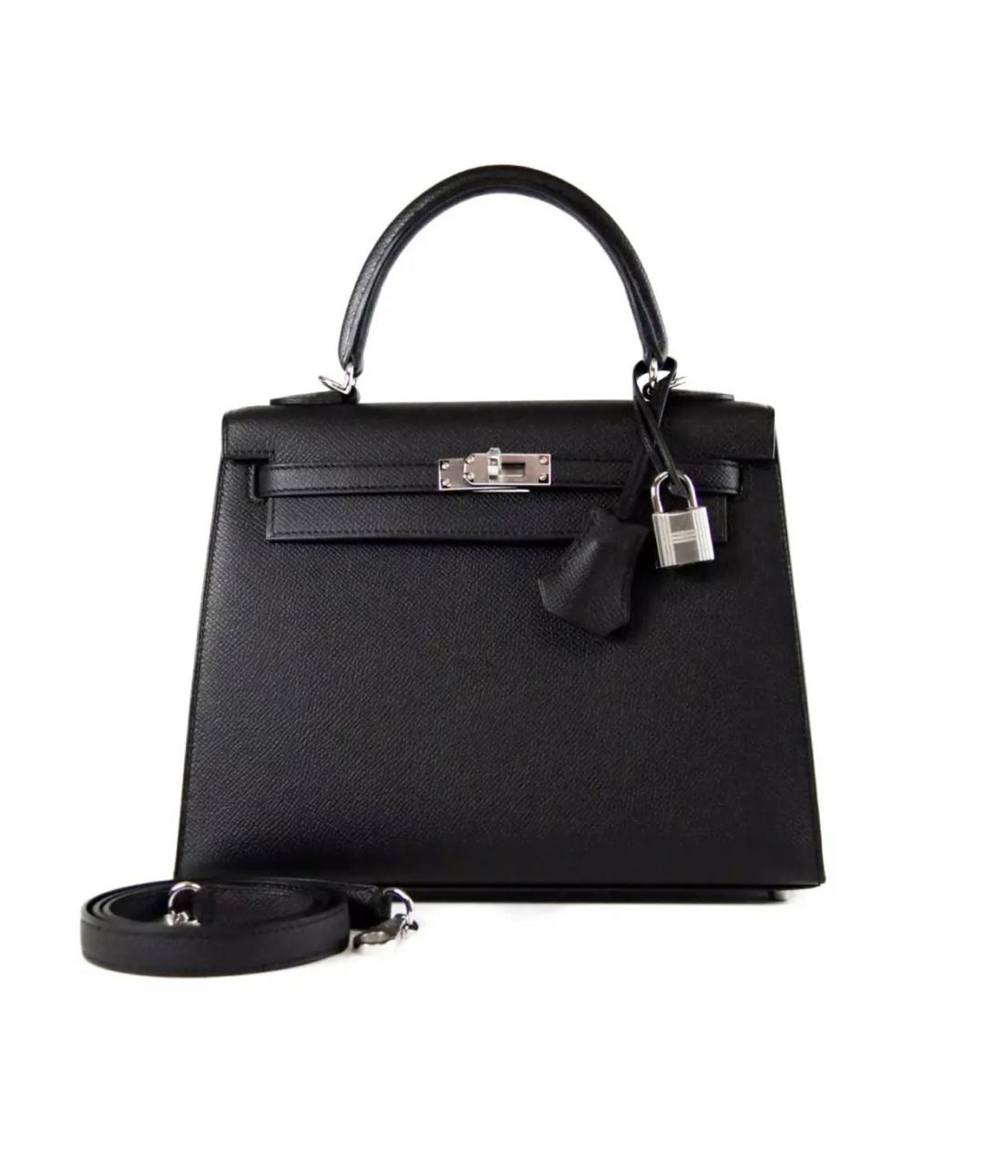 HERMES Черная кожаная сумка с короткими ручками, фото 9