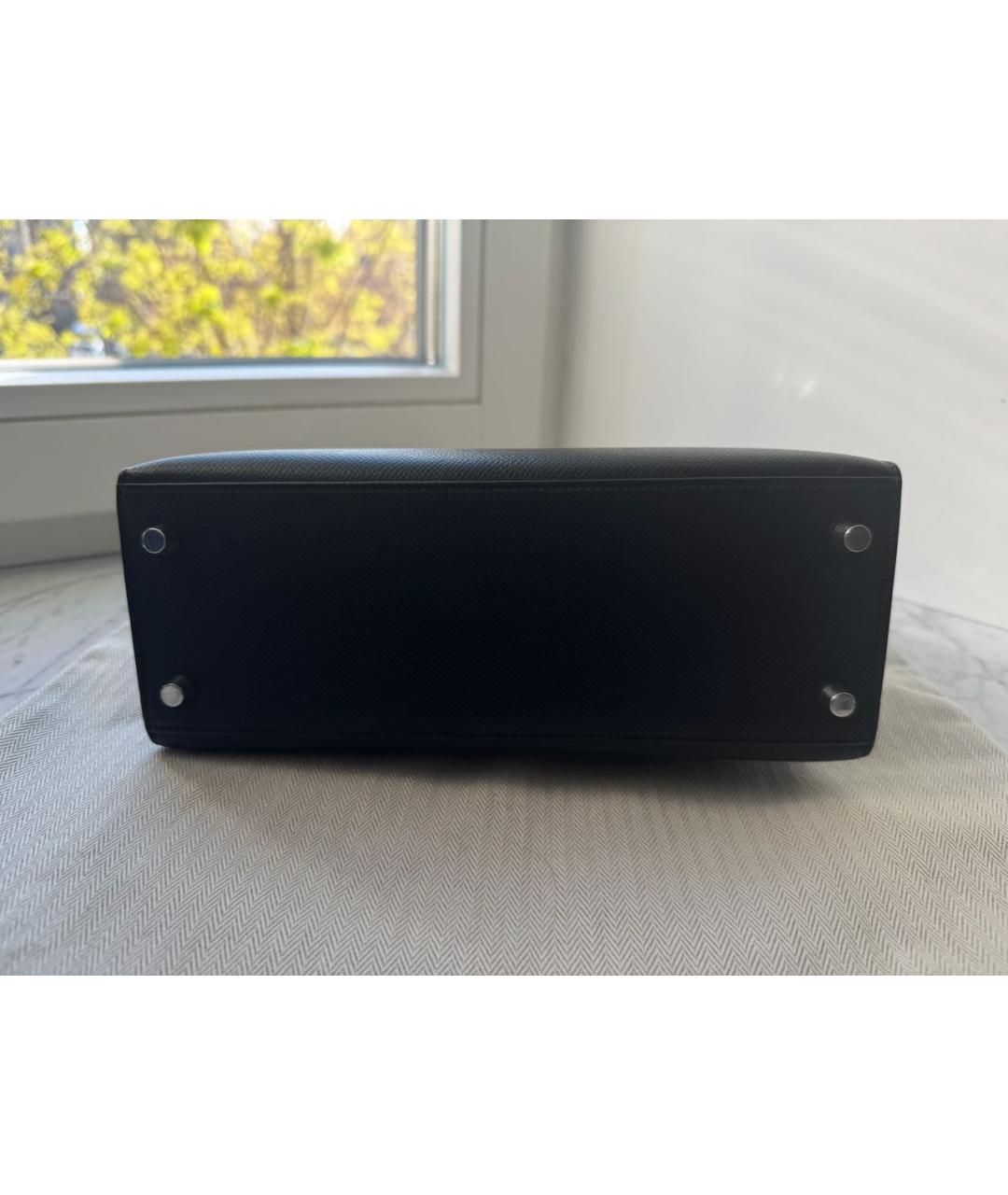 HERMES Черная кожаная сумка с короткими ручками, фото 6