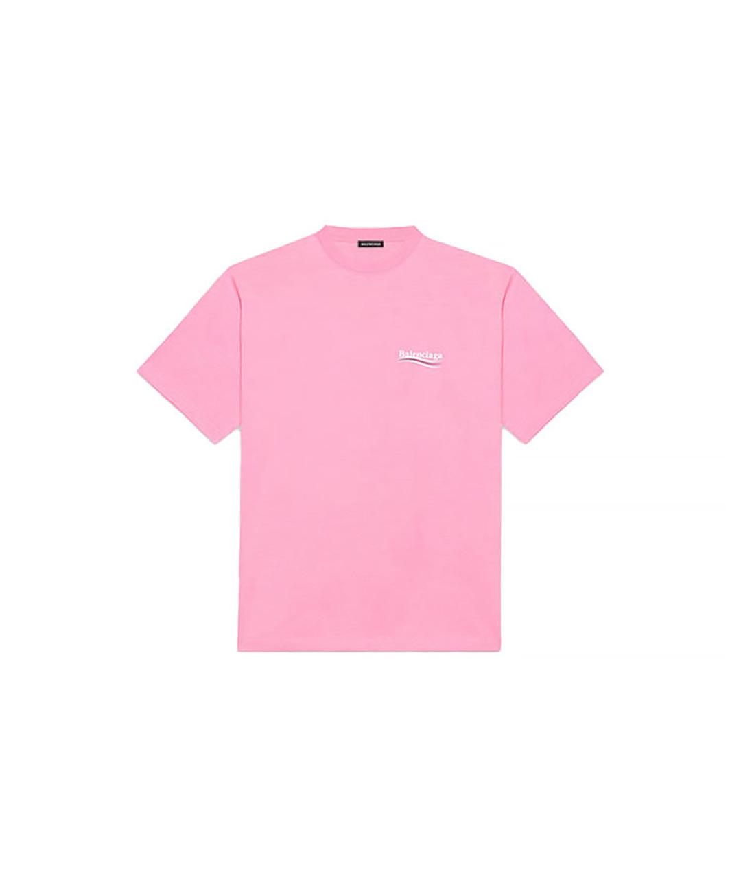 BALENCIAGA Розовая хлопковая футболка, фото 1