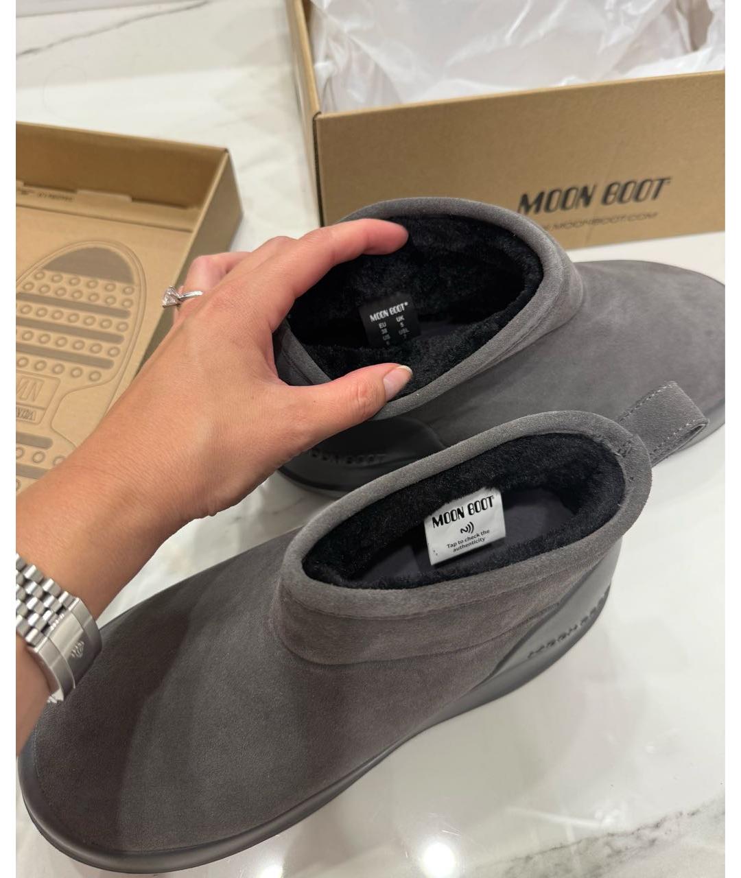 MOON BOOT Серые замшевые ботинки, фото 6
