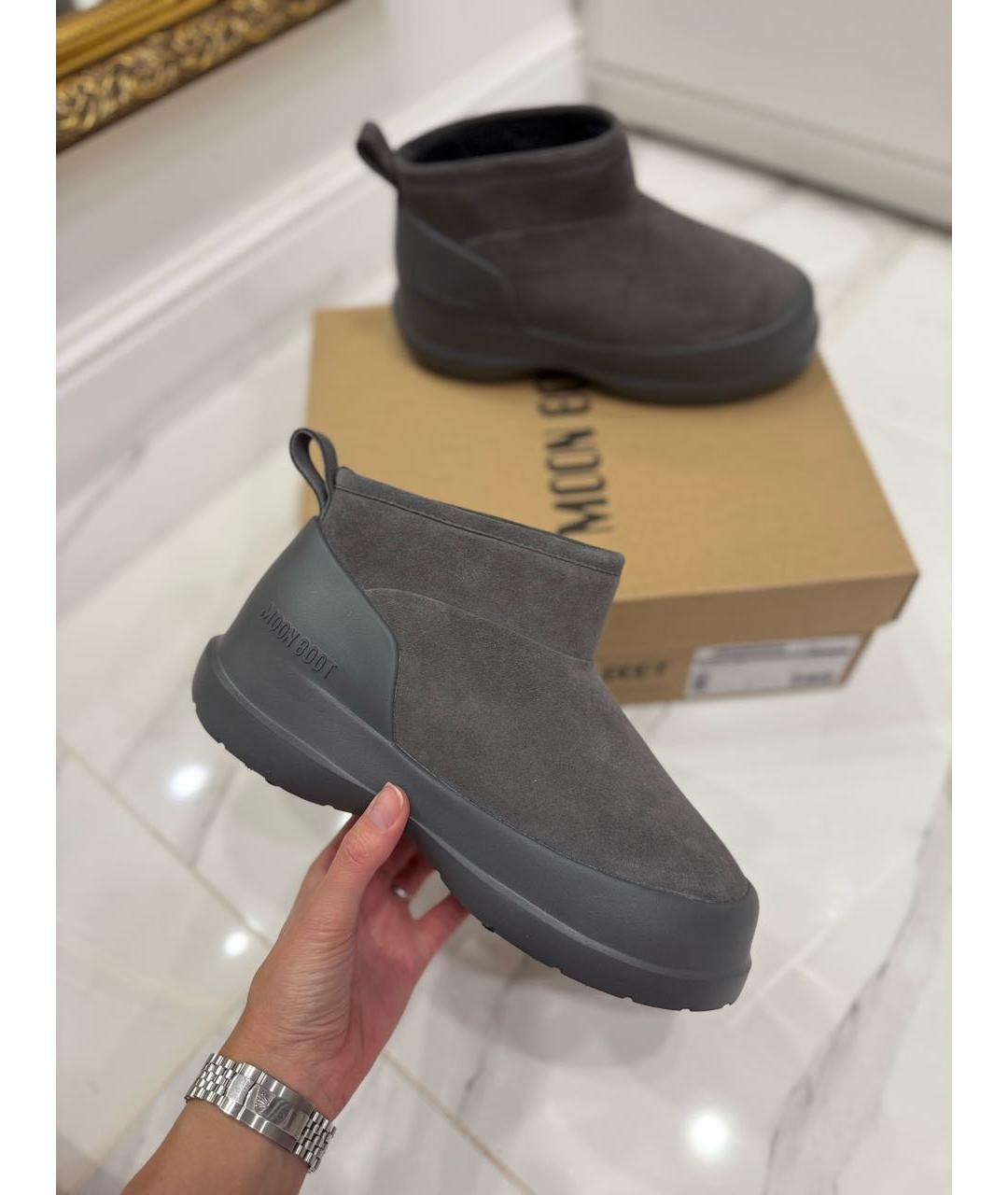 MOON BOOT Серые замшевые ботинки, фото 8