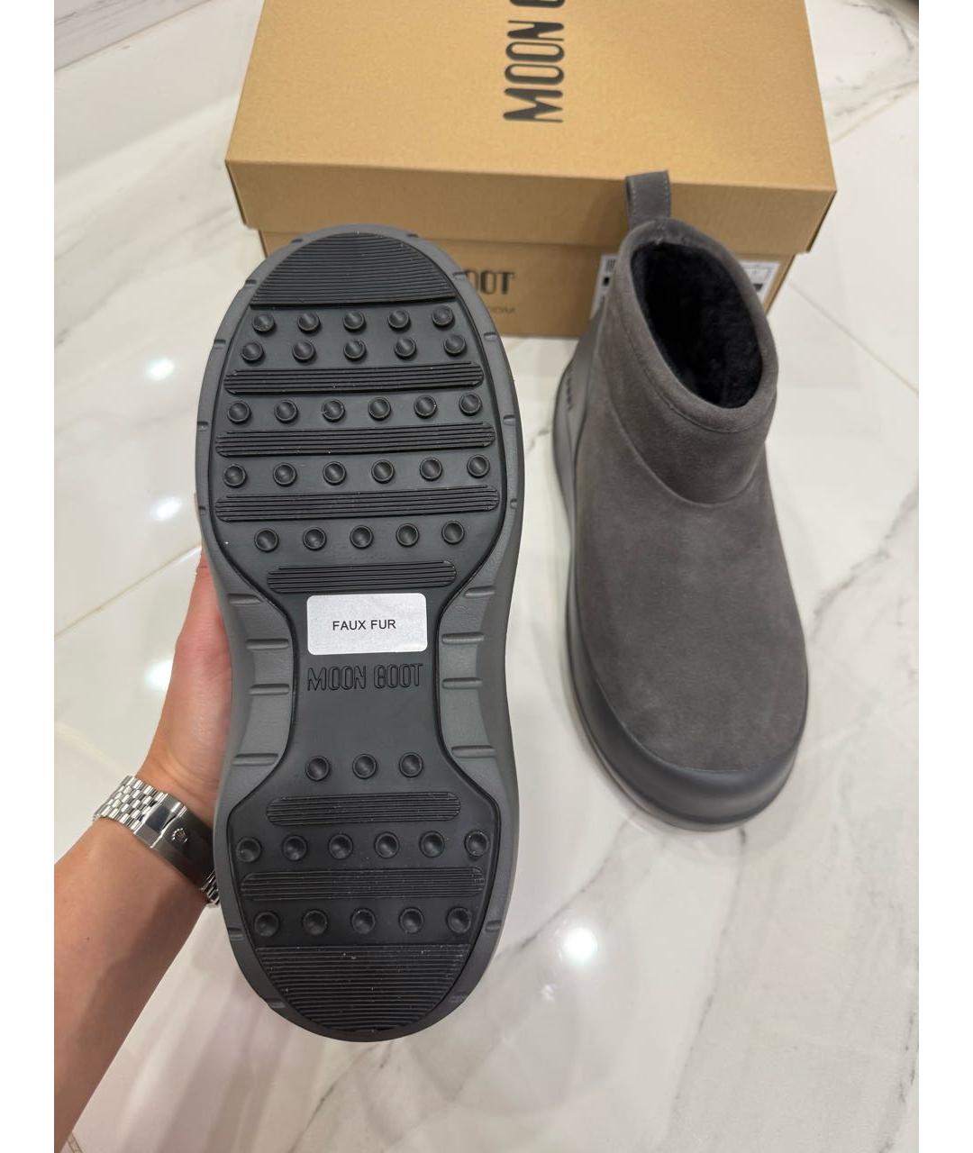 MOON BOOT Серые замшевые ботинки, фото 7