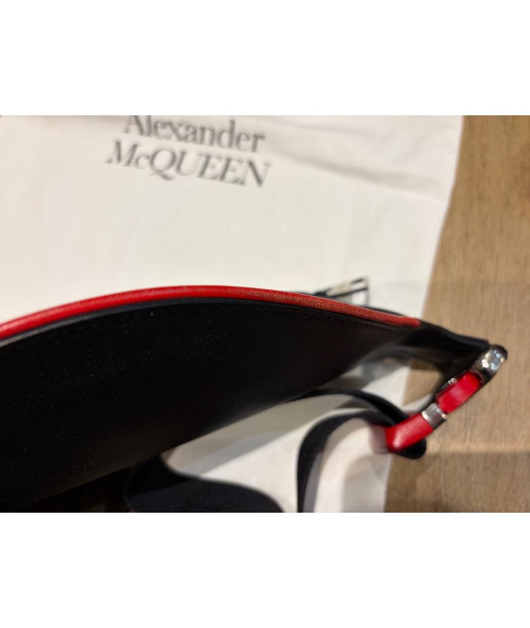 ALEXANDER MCQUEEN Черная кожаная поясная сумка, фото 4