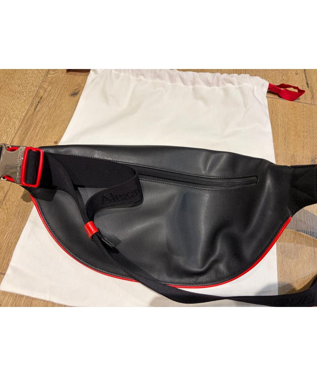 ALEXANDER MCQUEEN Черная кожаная поясная сумка, фото 2