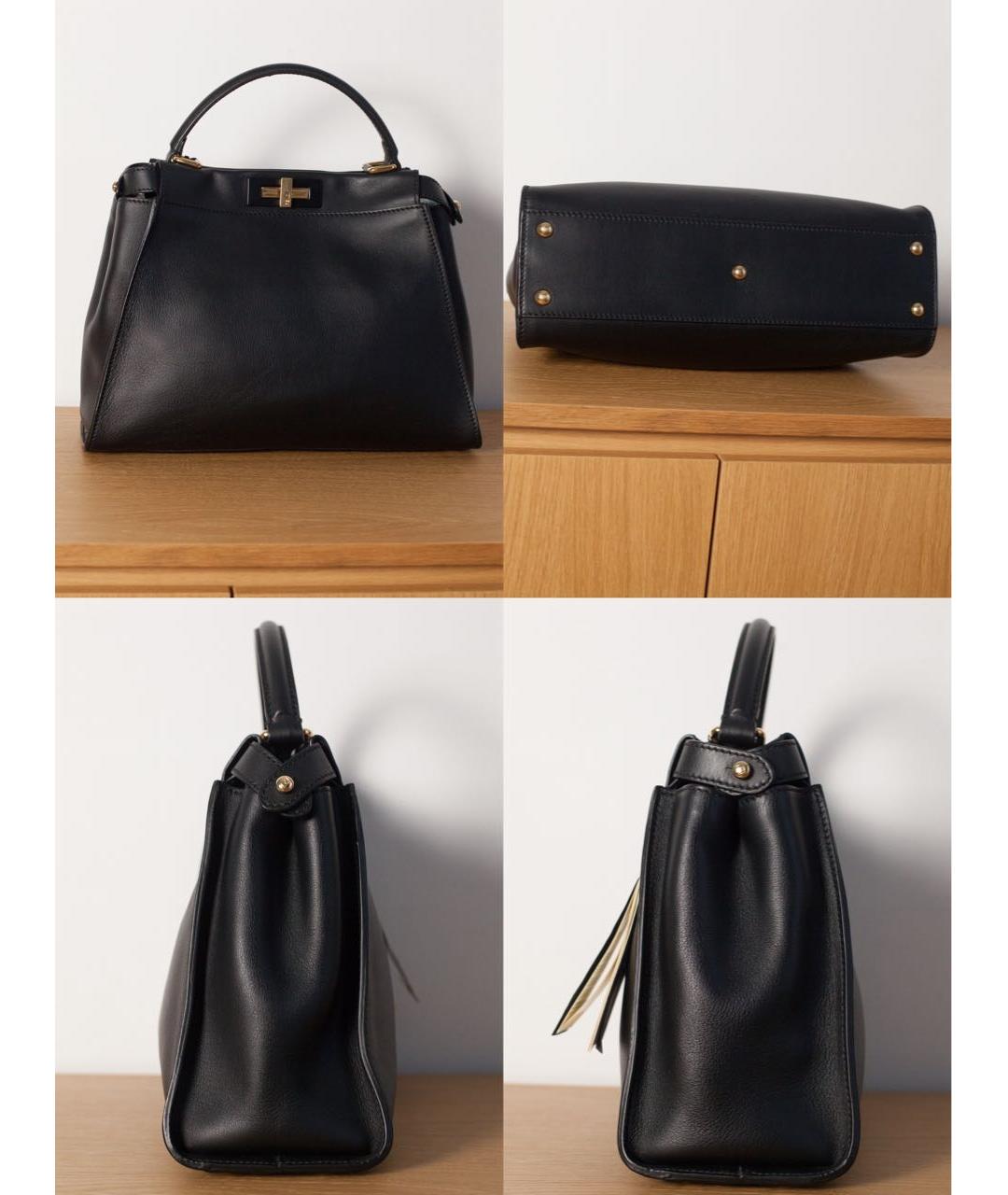 FENDI Черная кожаная сумка с короткими ручками, фото 6